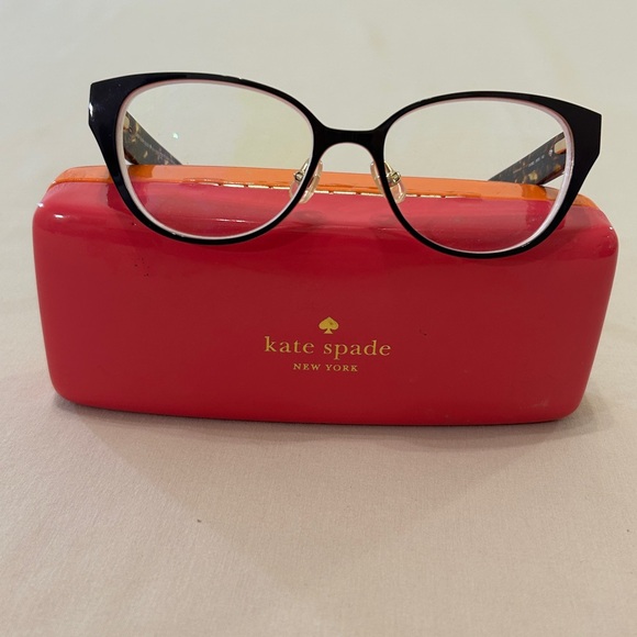 kate spade Accessories - Kate Spade Black & Gold Metal Cat-eye Glasses and Hard Cover Case